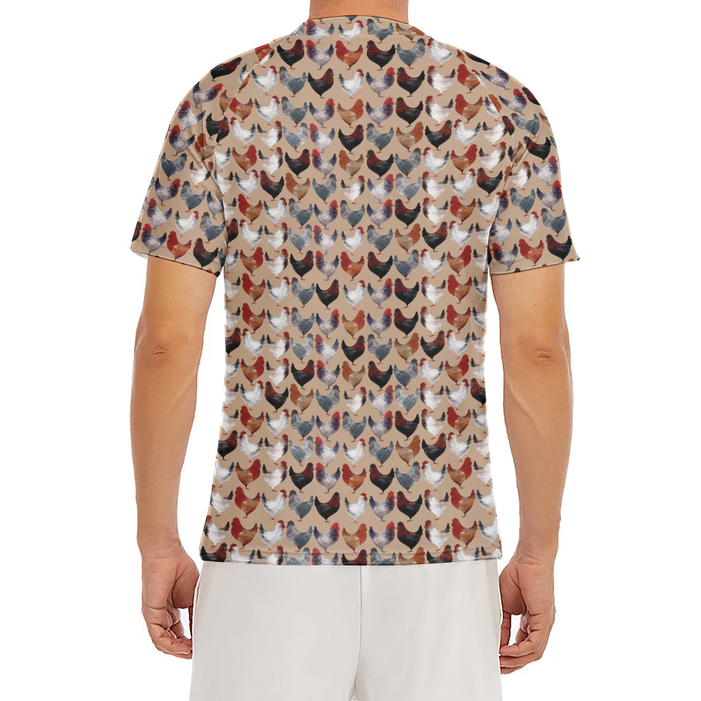 Chicken Painting Pattern Print Men's Short Sleeve Rash Guard