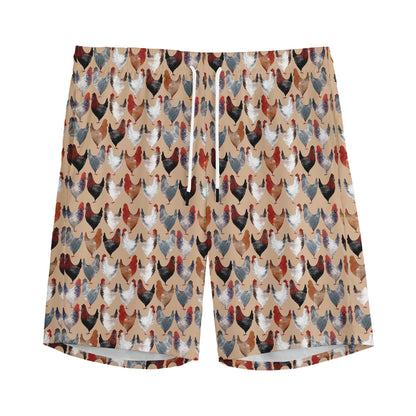 Chicken Painting Pattern Print Men's Sports Shorts
