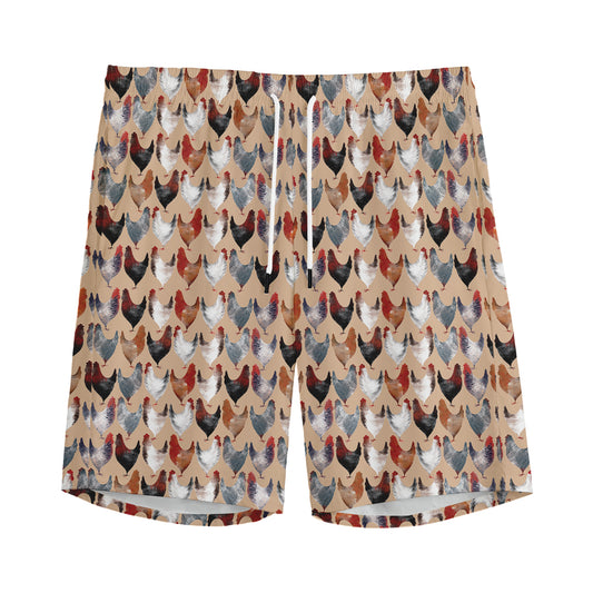 Chicken Painting Pattern Print Men's Sports Shorts