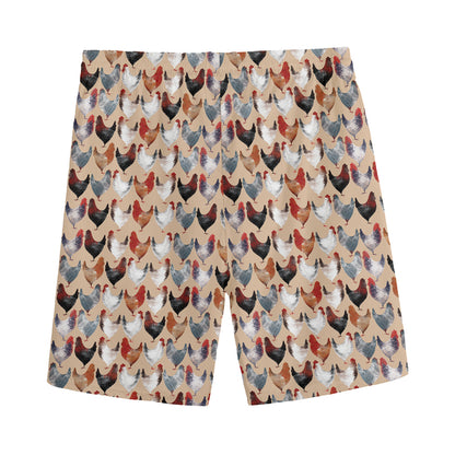 Chicken Painting Pattern Print Men's Sports Shorts