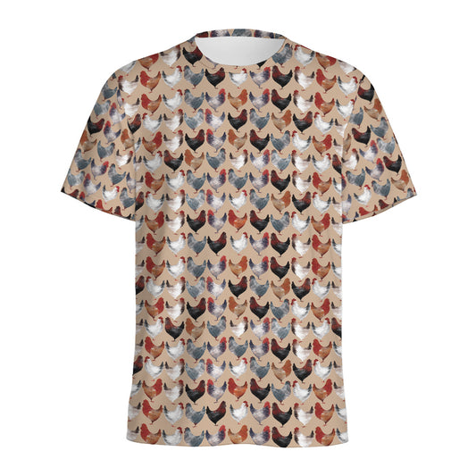 Chicken Painting Pattern Print Men's Sports T-Shirt