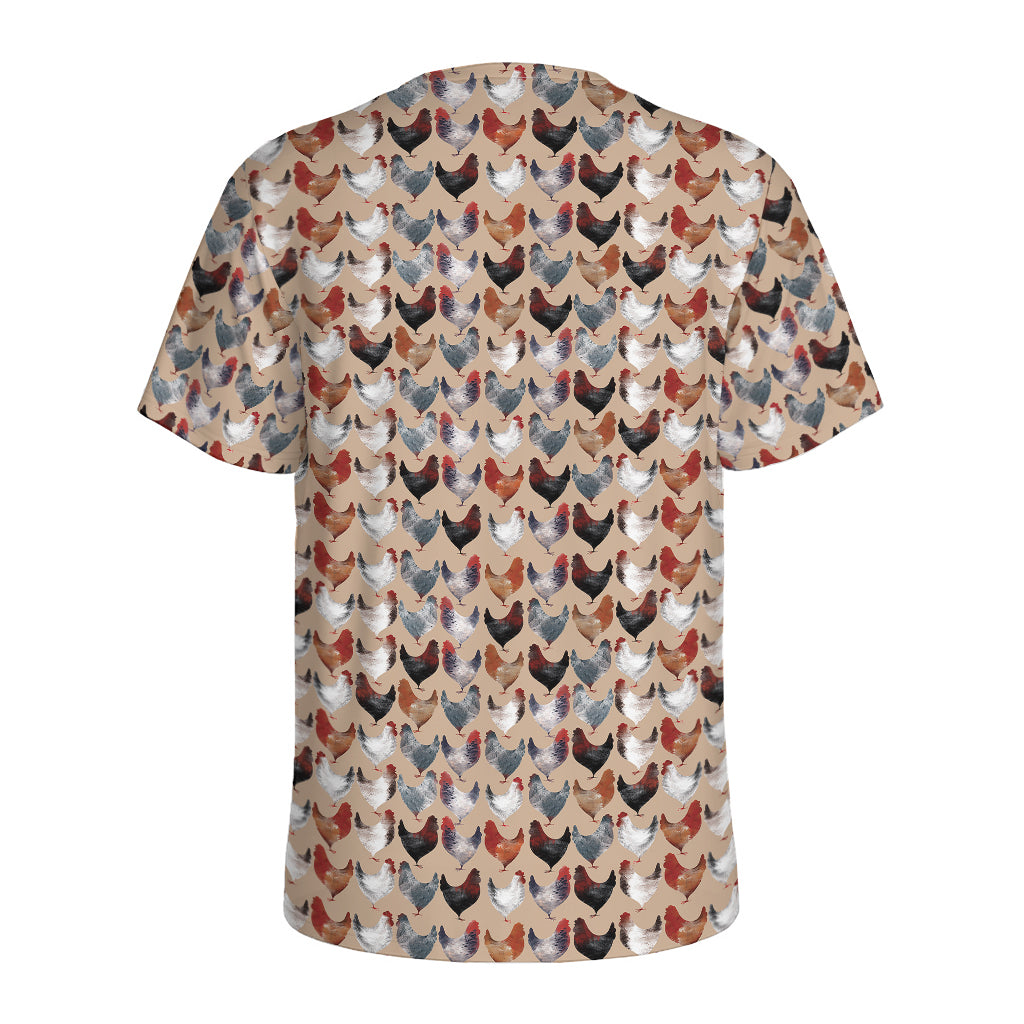 Chicken Painting Pattern Print Men's Sports T-Shirt