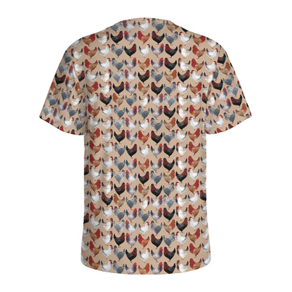 Chicken Painting Pattern Print Men's Sports T-Shirt