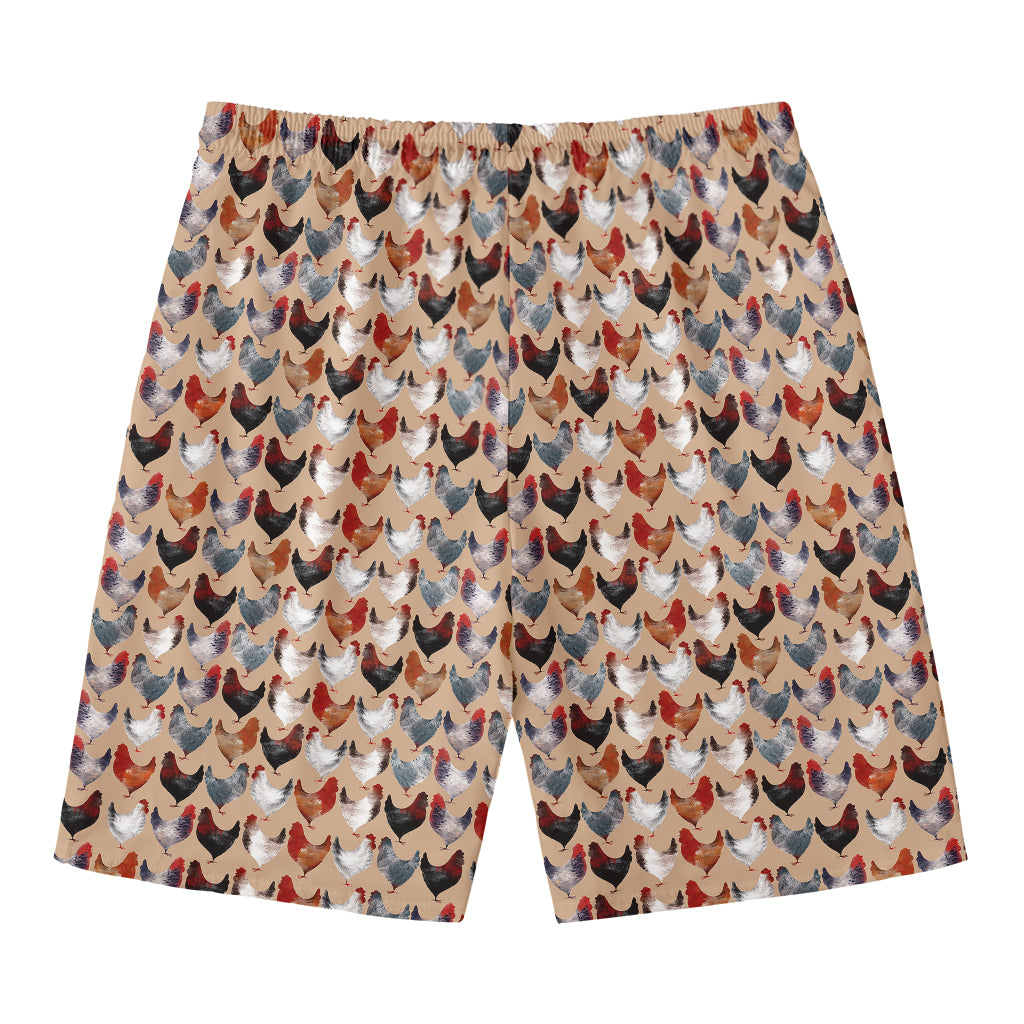 Chicken Painting Pattern Print Men's Swim Trunks