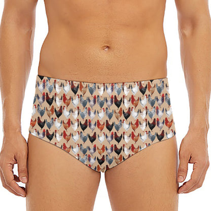Chicken Painting Pattern Print Men's Triangle Swim Briefs