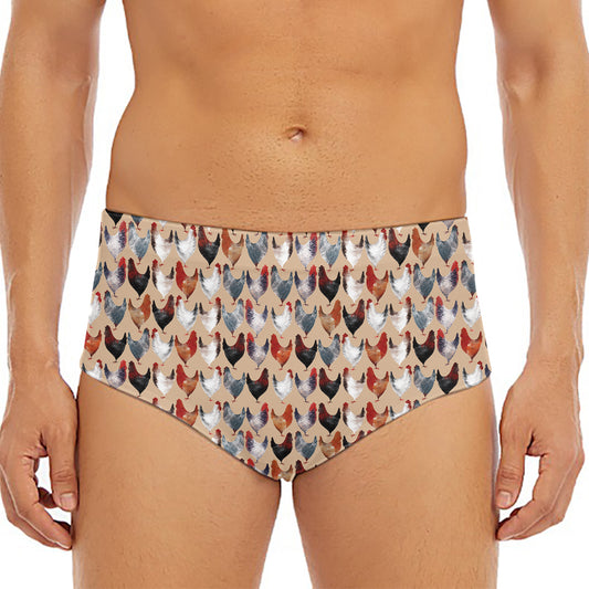 Chicken Painting Pattern Print Men's Triangle Swim Briefs