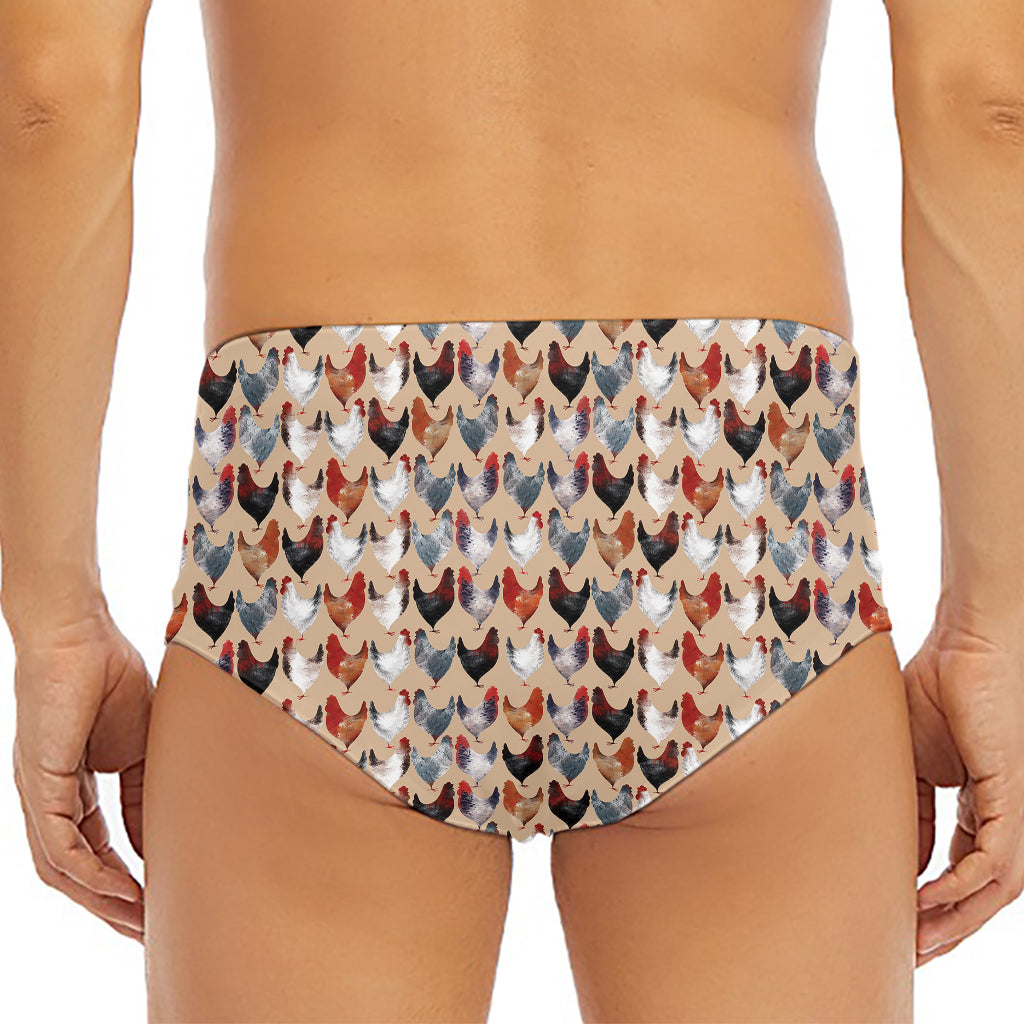Chicken Painting Pattern Print Men's Triangle Swim Briefs