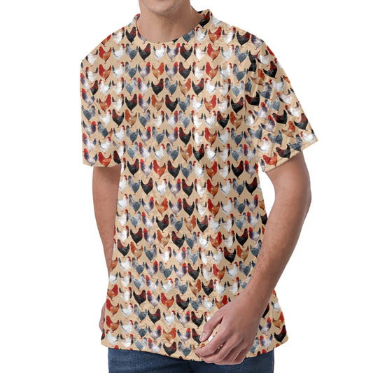 Chicken Painting Pattern Print Men's Velvet T-Shirt