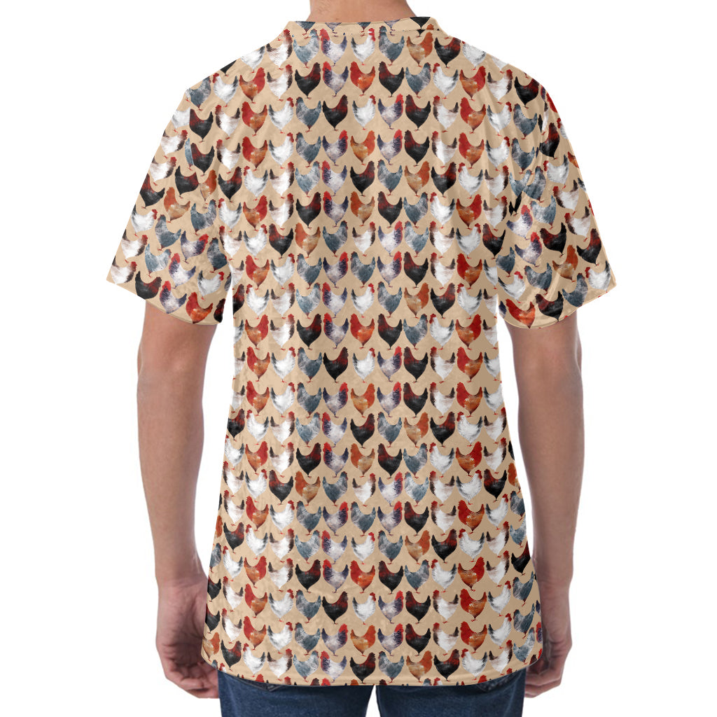 Chicken Painting Pattern Print Men's Velvet T-Shirt