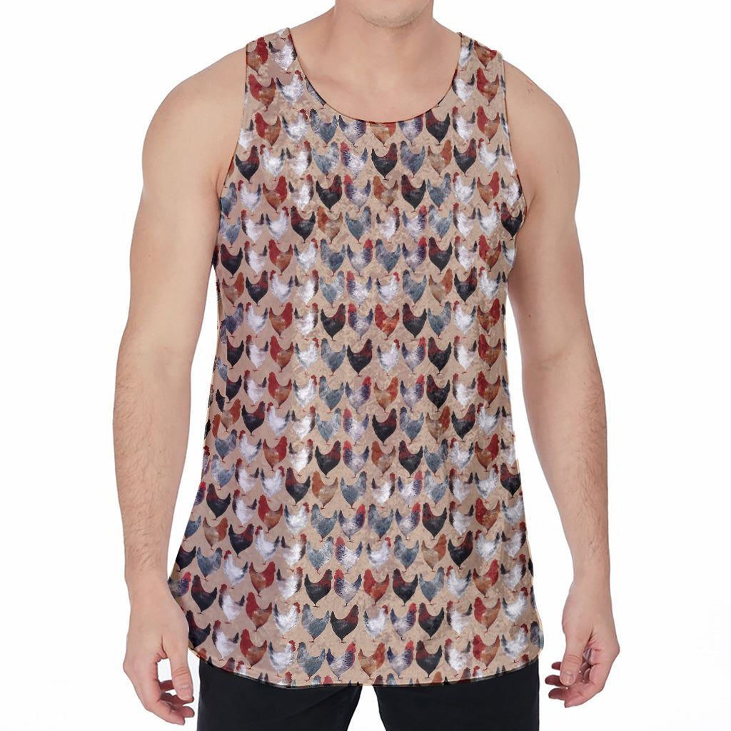 Chicken Painting Pattern Print Men's Velvet Tank Top