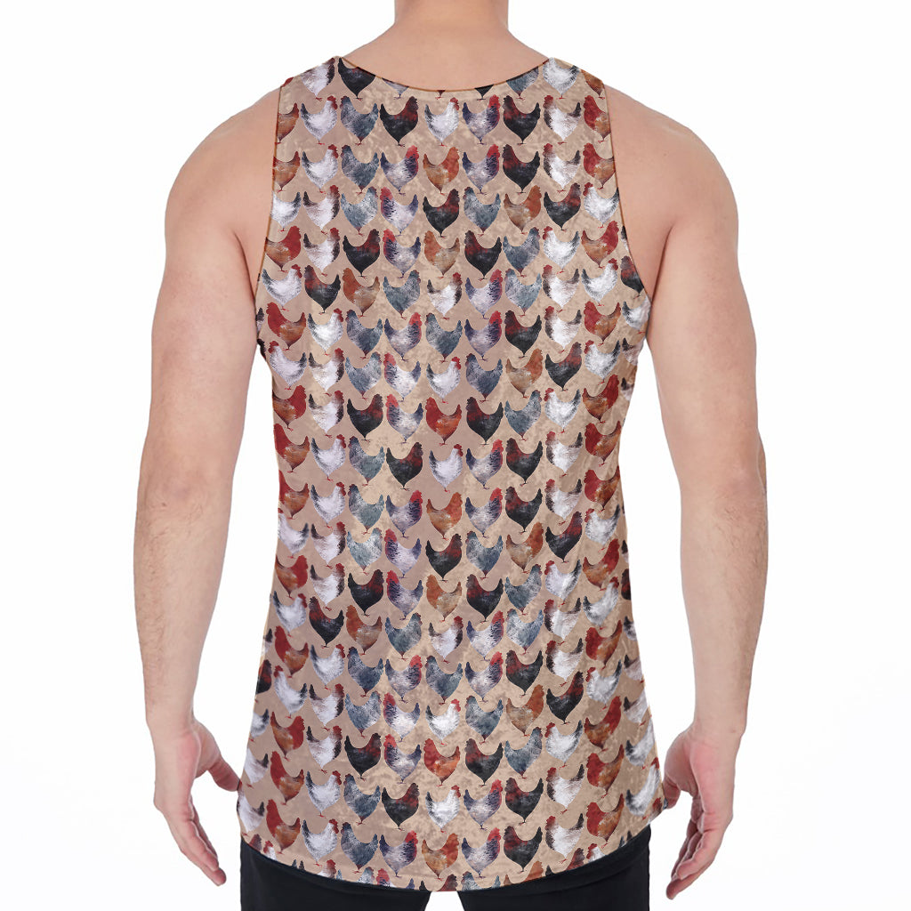 Chicken Painting Pattern Print Men's Velvet Tank Top