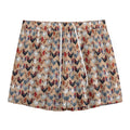 Chicken Painting Pattern Print Mesh Shorts