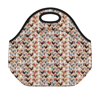 Chicken Painting Pattern Print Neoprene Lunch Bag