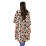 Chicken Painting Pattern Print Open Front Beach Cover Up
