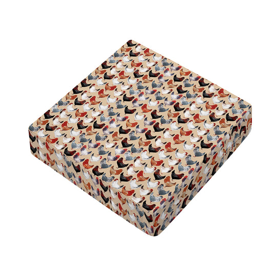 Chicken Painting Pattern Print Outdoor Seat Cushion Cover
