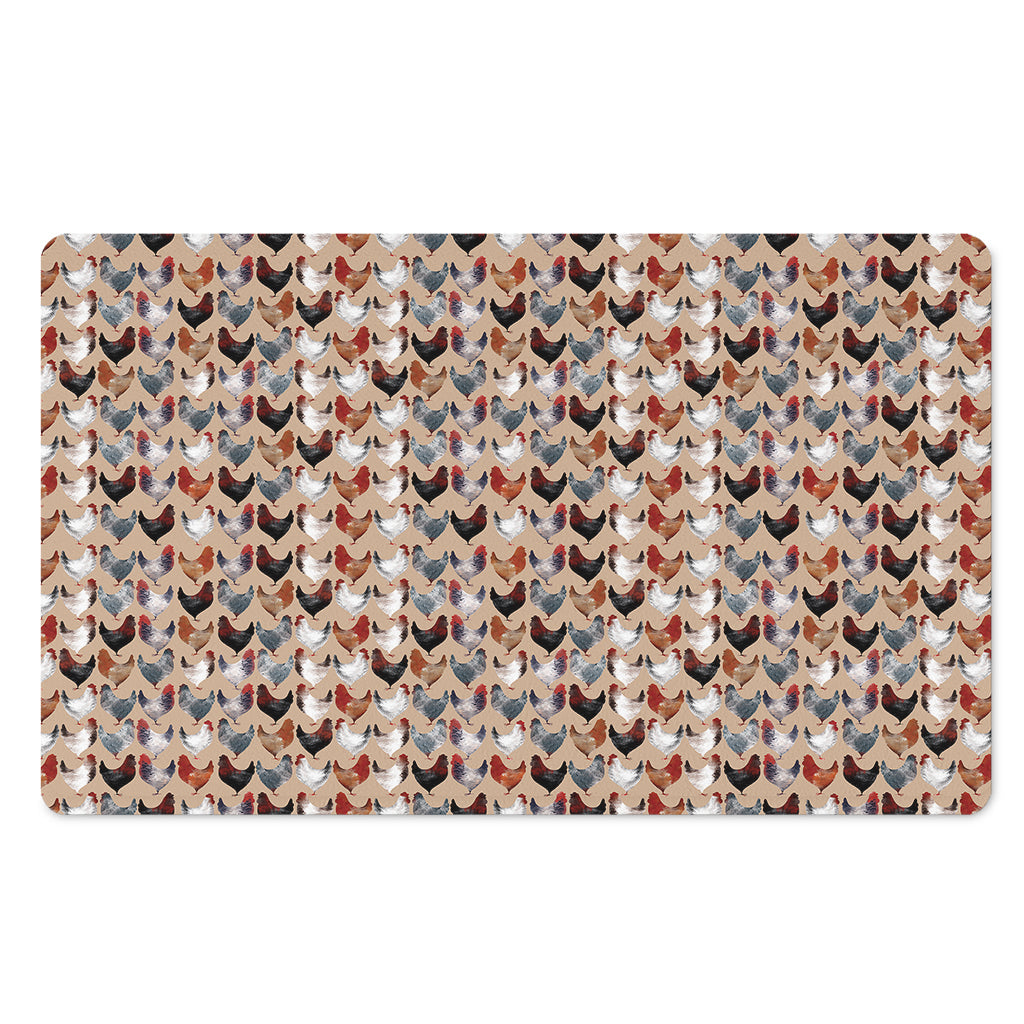 Chicken Painting Pattern Print Polyester Doormat