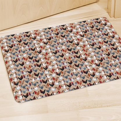 Chicken Painting Pattern Print Polyester Doormat
