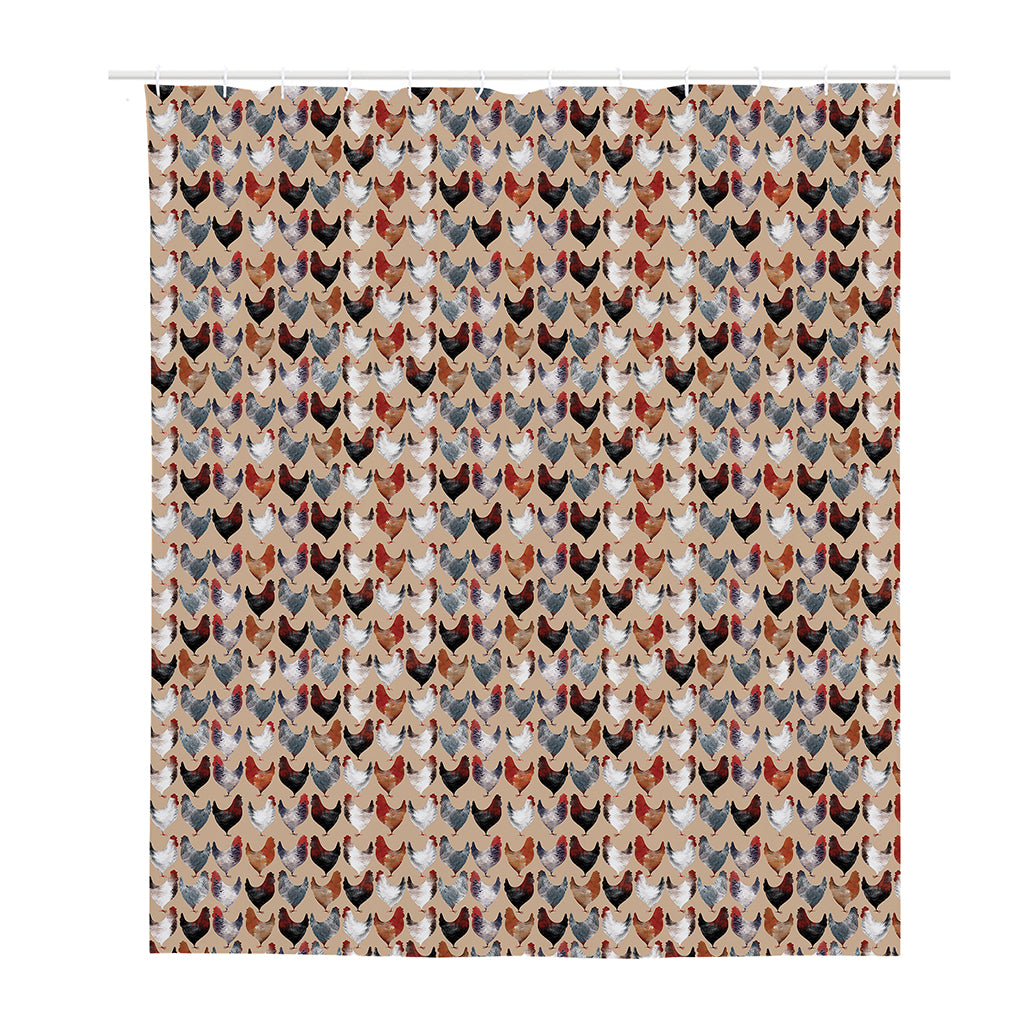 Chicken Painting Pattern Print Polyester Shower Curtain