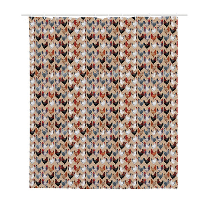 Chicken Painting Pattern Print Polyester Shower Curtain