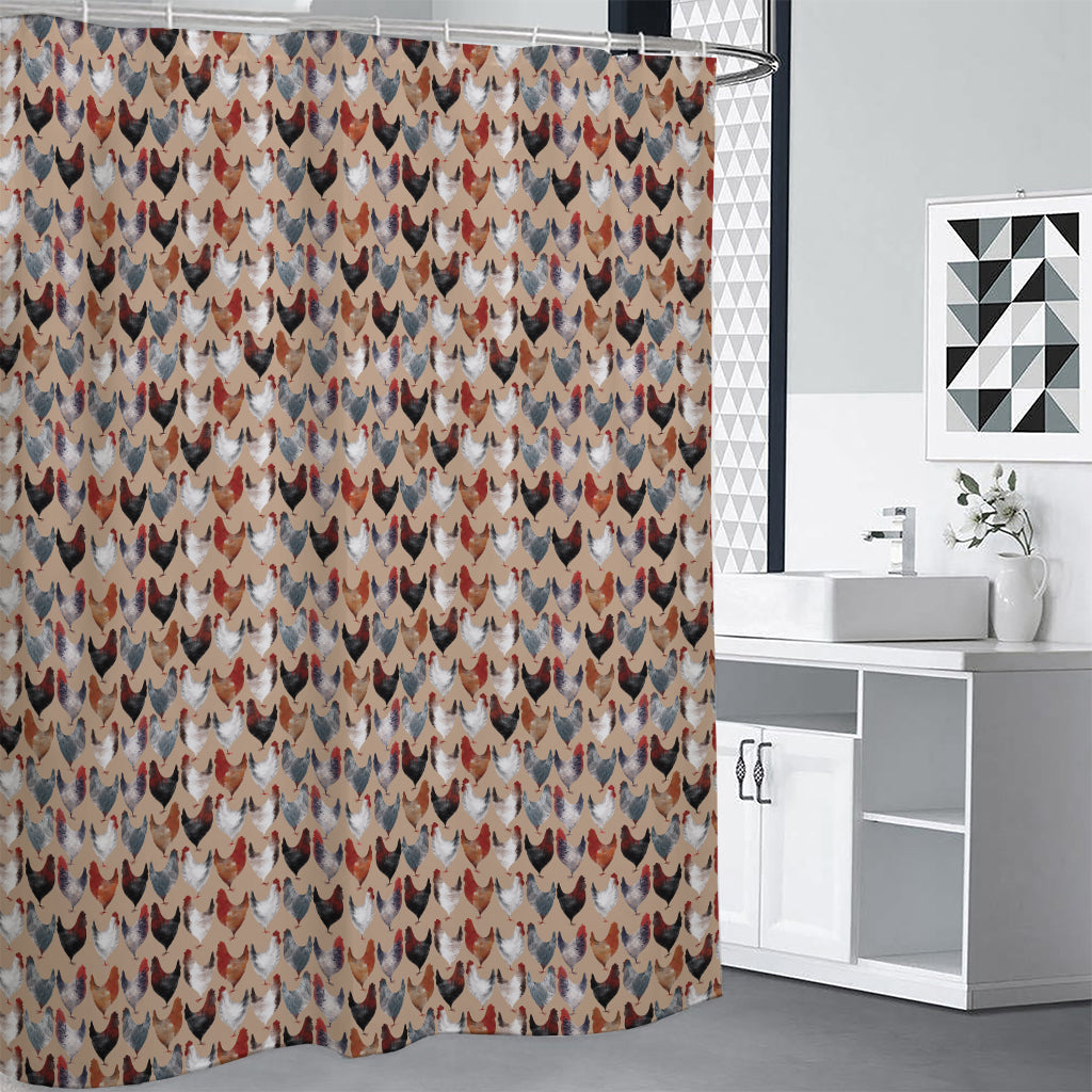 Chicken Painting Pattern Print Premium Shower Curtain
