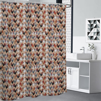 Chicken Painting Pattern Print Premium Shower Curtain