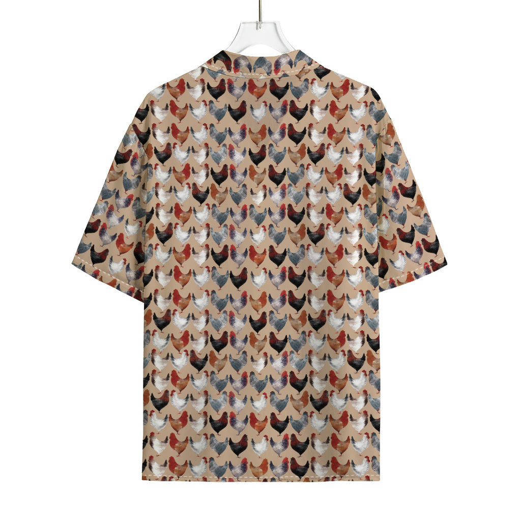 Chicken Painting Pattern Print Rayon Hawaiian Shirt