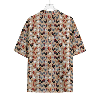 Chicken Painting Pattern Print Rayon Hawaiian Shirt