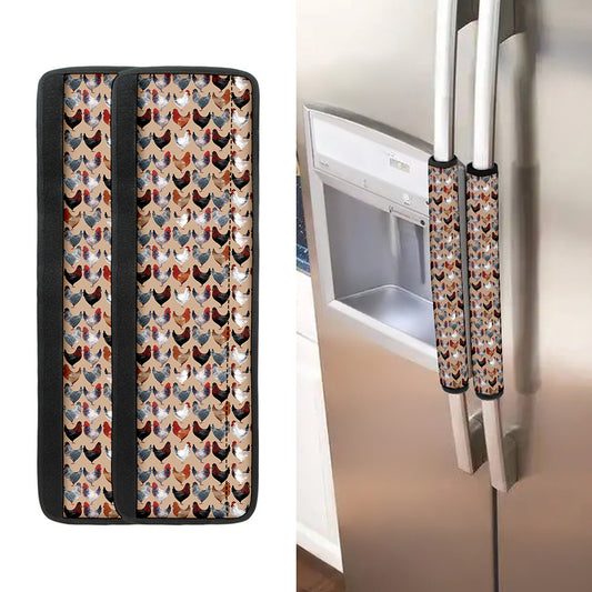 Chicken Painting Pattern Print Refrigerator Handle Covers
