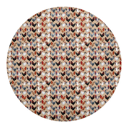 Chicken Painting Pattern Print Round Blanket