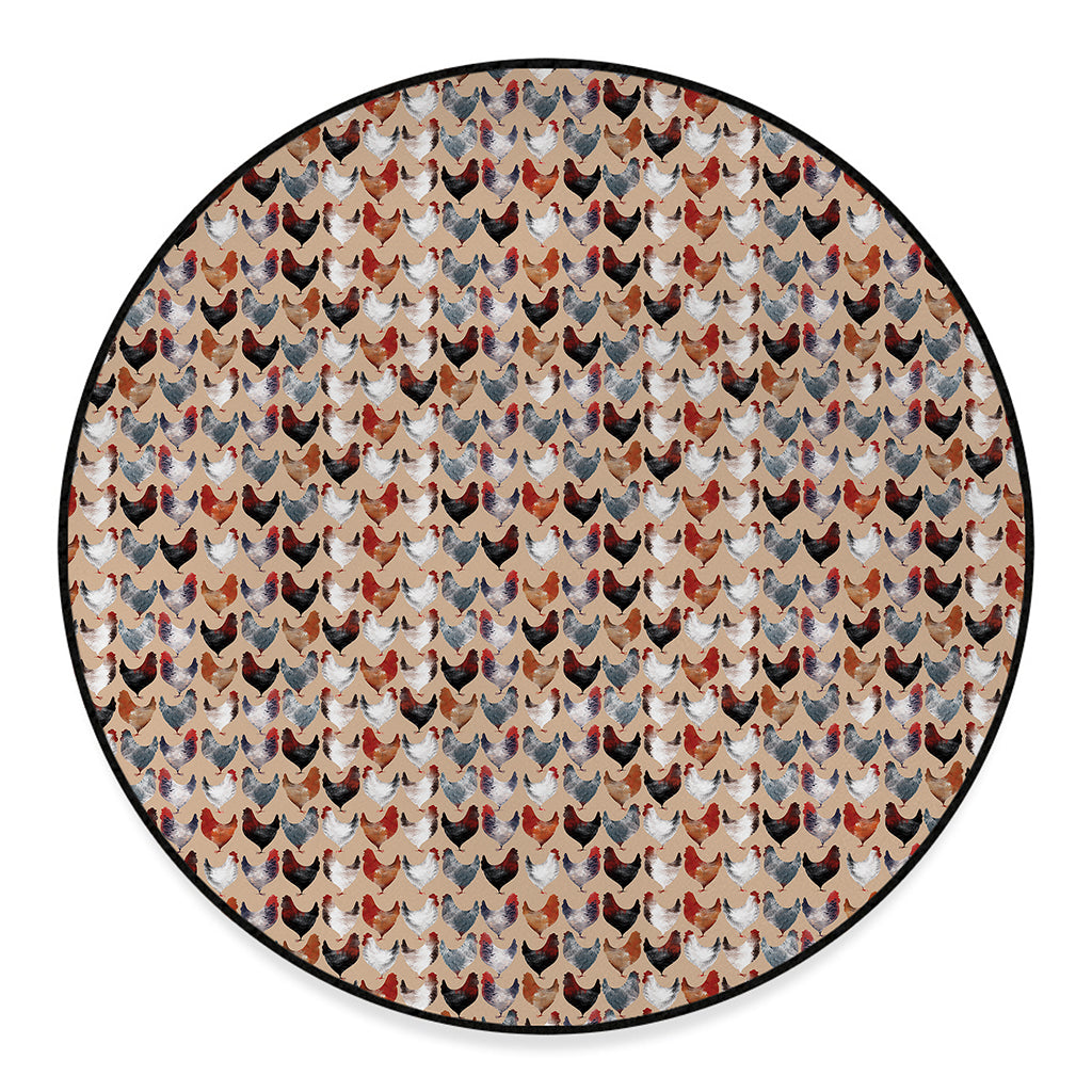 Chicken Painting Pattern Print Round Floor Mat