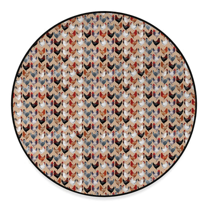 Chicken Painting Pattern Print Round Floor Mat