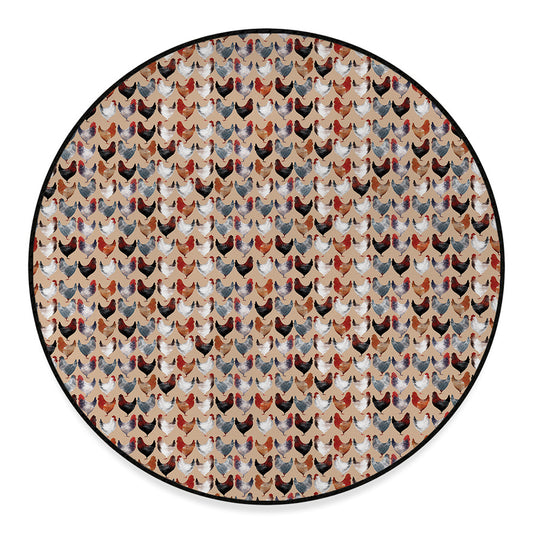 Chicken Painting Pattern Print Round Floor Mat