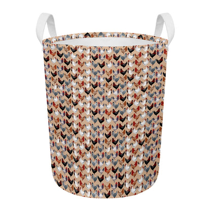 Chicken Painting Pattern Print Round Laundry Basket