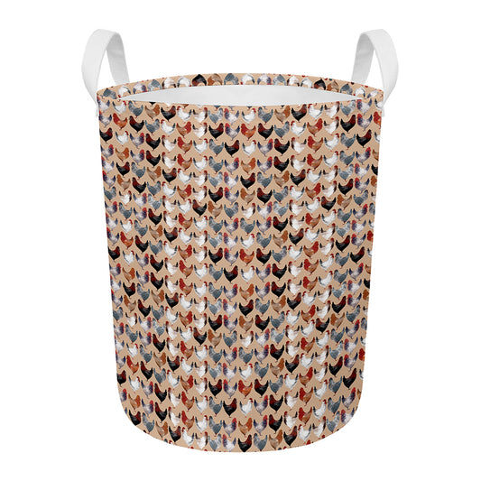 Chicken Painting Pattern Print Round Laundry Basket