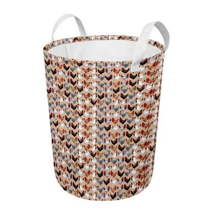 Chicken Painting Pattern Print Round Laundry Basket