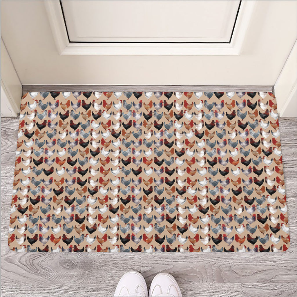 Chicken Painting Pattern Print Rubber Doormat