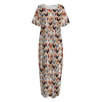 Chicken Painting Pattern Print Short Sleeve Long Nightdress