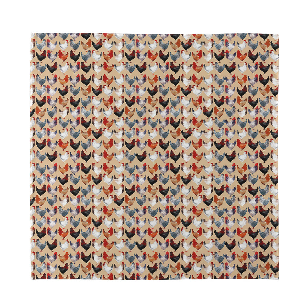 Chicken Painting Pattern Print Silk Bandana