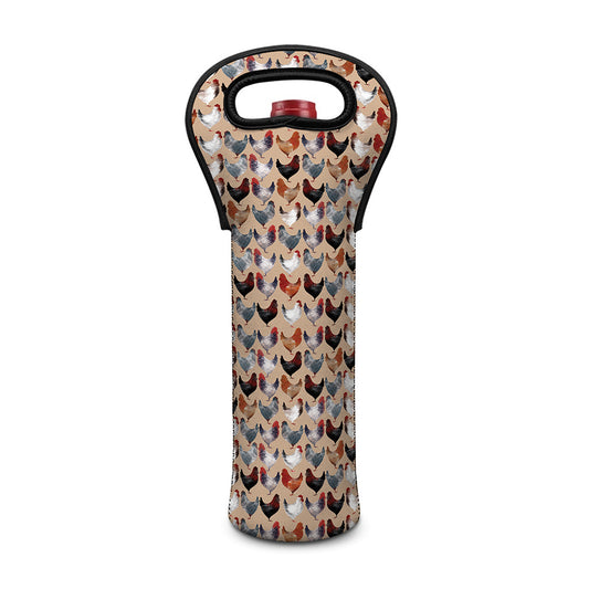 Chicken Painting Pattern Print Single Neoprene Wine Tote