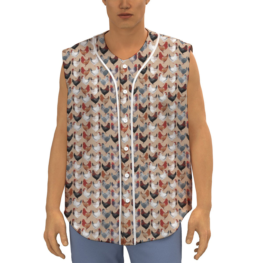 Chicken Painting Pattern Print Sleeveless Baseball Jersey