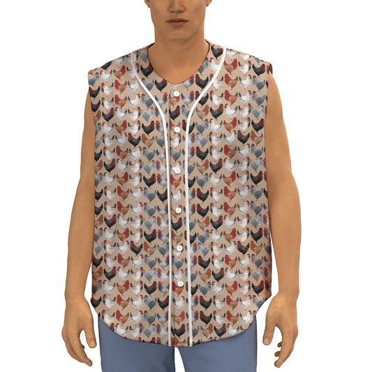 Chicken Painting Pattern Print Sleeveless Baseball Jersey