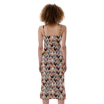 Chicken Painting Pattern Print Slim Fit Midi Cami Dress