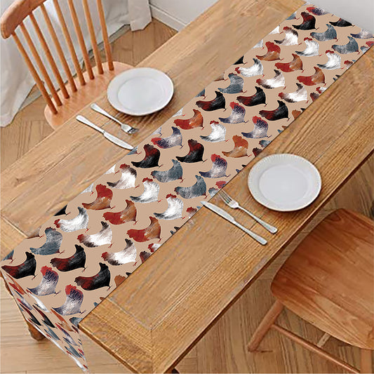 Chicken Painting Pattern Print Table Runner