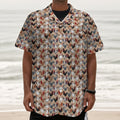 Chicken Painting Pattern Print Textured Short Sleeve Shirt