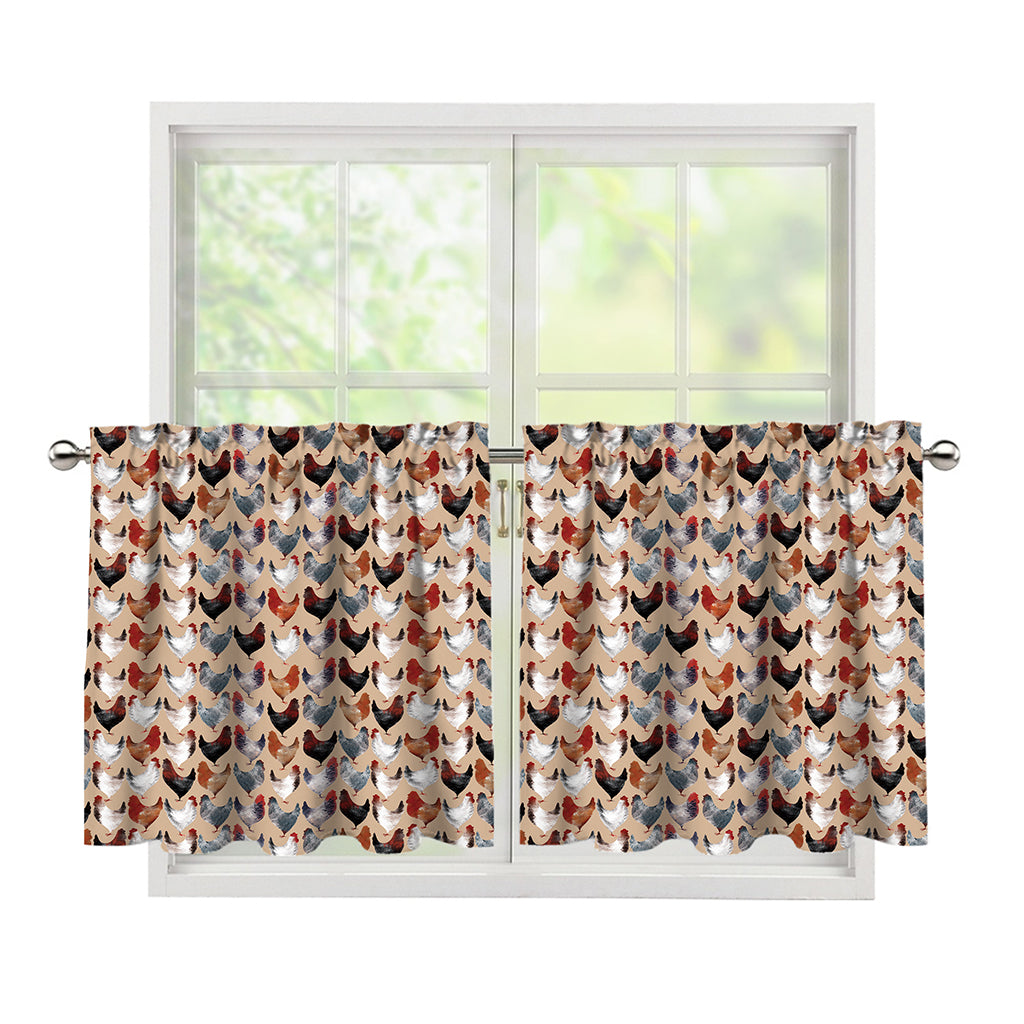 Chicken Painting Pattern Print Tier Curtains