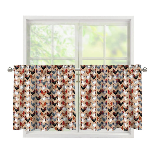 Chicken Painting Pattern Print Tier Curtains