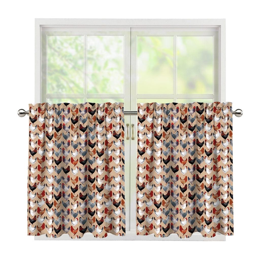 Chicken Painting Pattern Print Tier Curtains