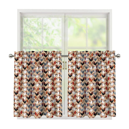 Chicken Painting Pattern Print Tier Curtains
