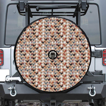 Chicken Painting Pattern Print Tire Cover With Camera Hole