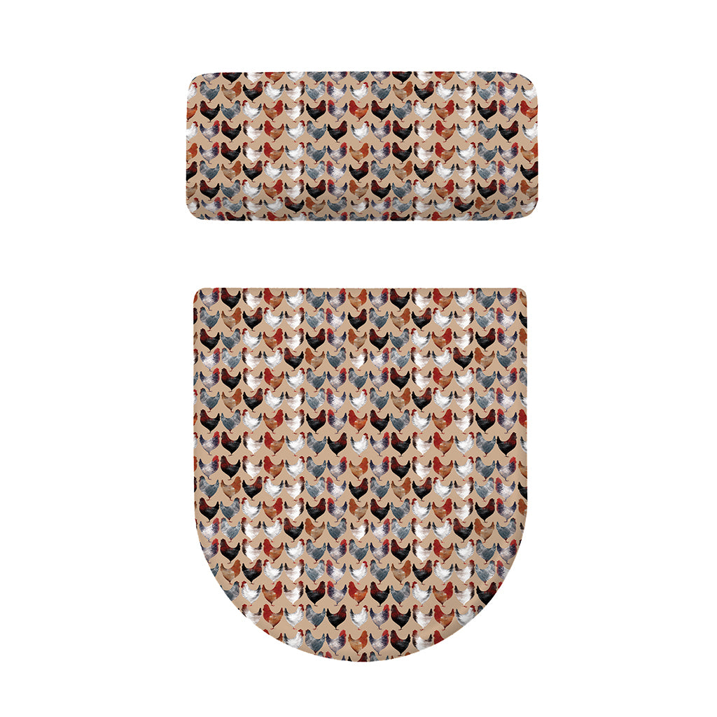 Chicken Painting Pattern Print Toilet Lid And Tank Cover Set